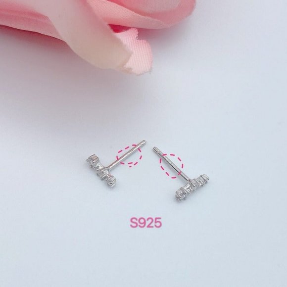 Silver stars studs earrings-ECZ005 Silver - Picture 6 of 6